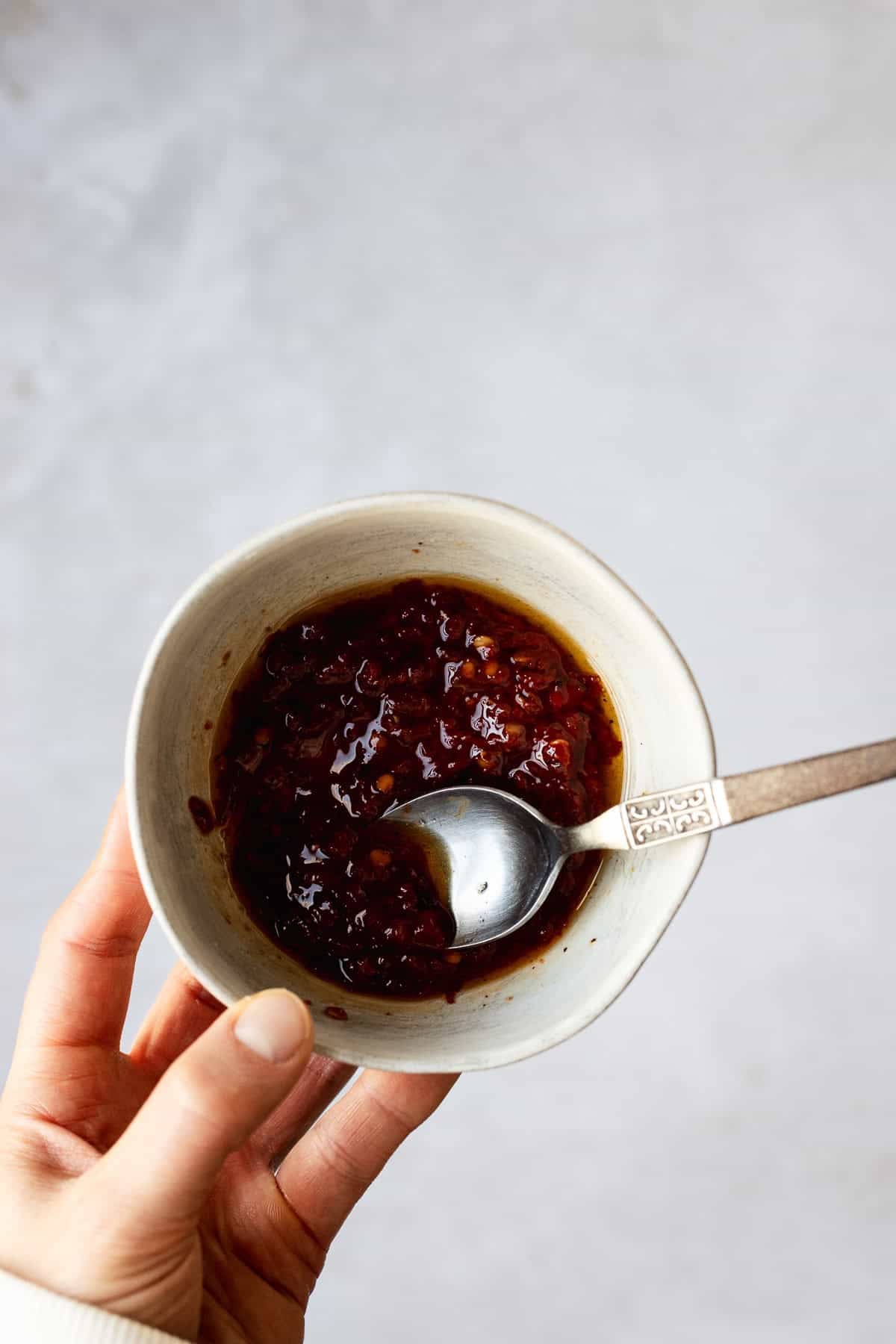 Harissa and olive oil paste mix.