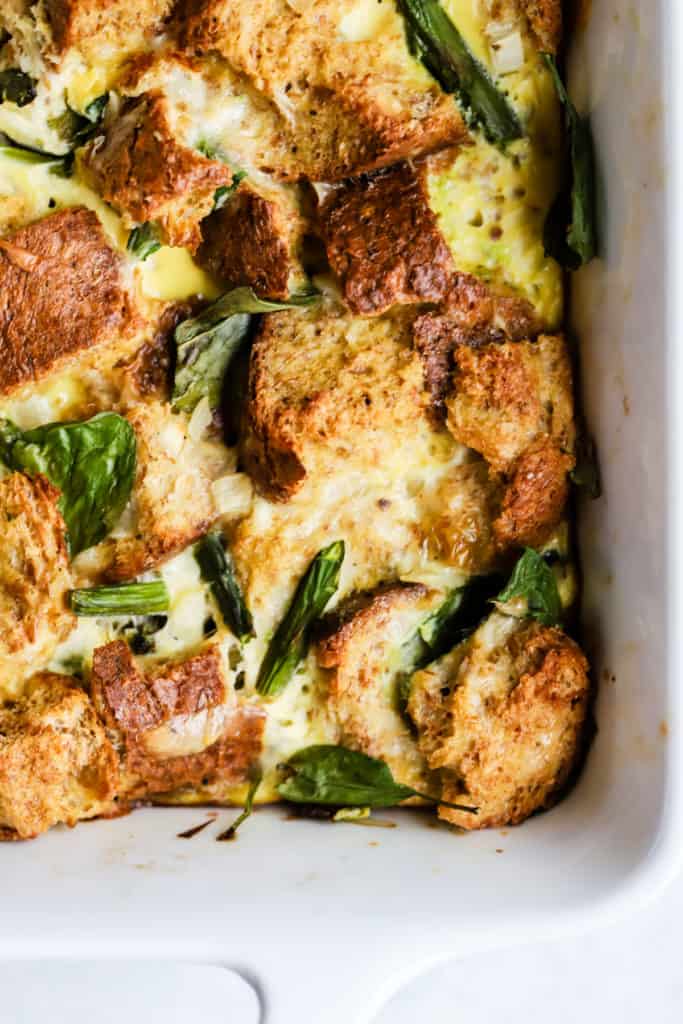 Baked spring breakfast strata.