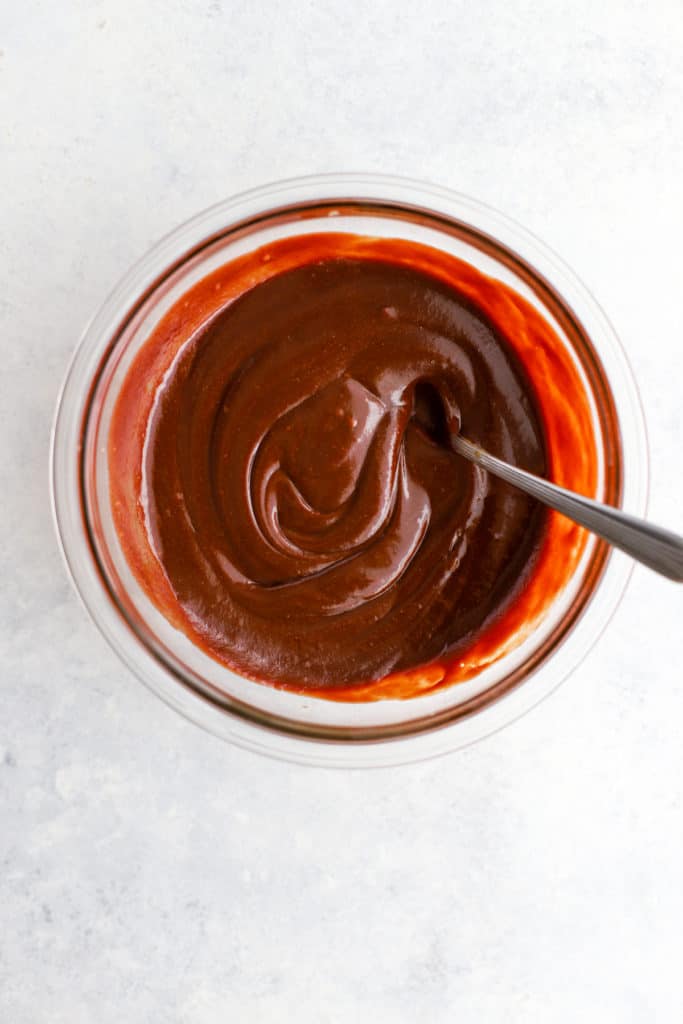 Date syrup and peanut butter slightly heated and stirred together