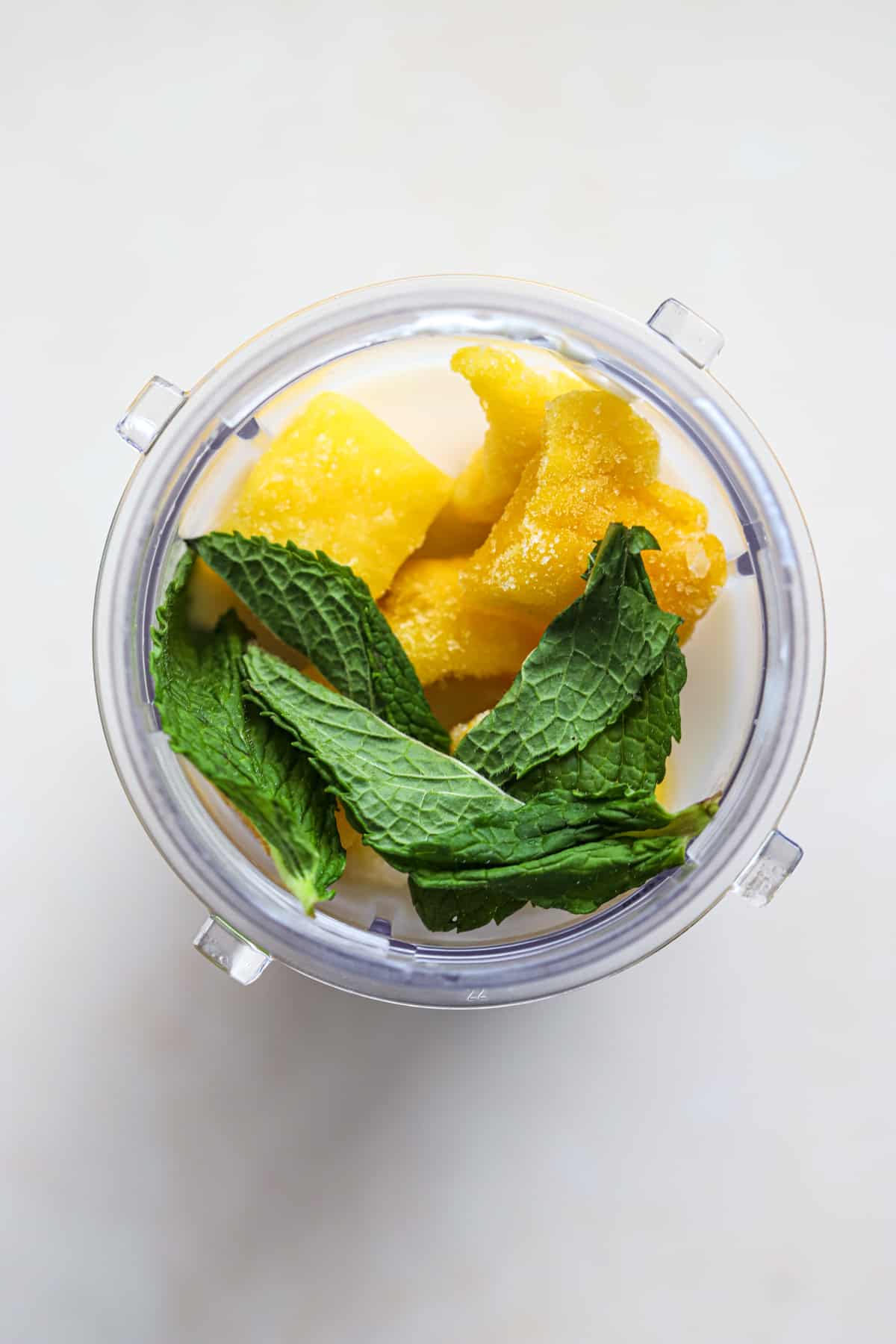 Smoothie ingredients in a blender.